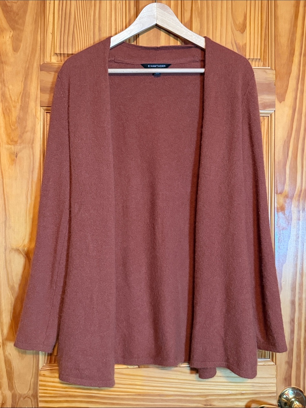 41 Hawthorn Cashmere Open-Front Cardigan in Rust Brown